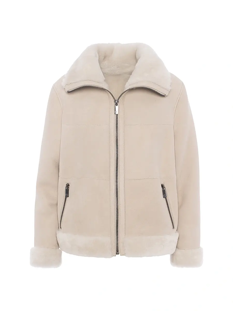 Gorski Women's Merino Shearling Lamb Zip Coat - Beige | Image 1 Gorski Women's Merino Shearling Lamb Zip Coat - Beige | Image 1