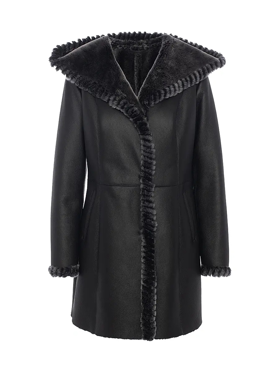 Gorski Women's Merino Shearling Lamb Parka with Whipstitch Trim - Black Brisa | Image 1 Gorski Women's Merino Shearling Lamb Parka with Whipstitch Trim - Black Brisa | Image 1