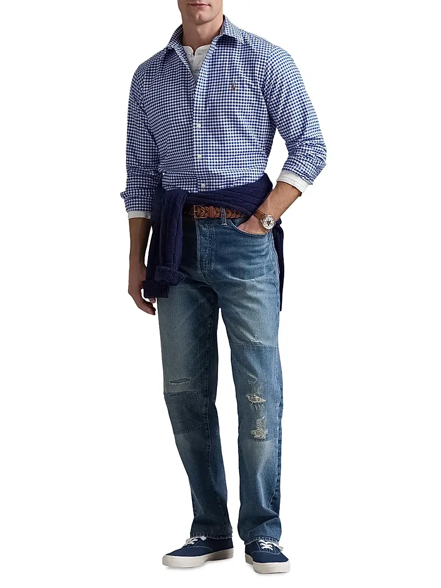 Polo Ralph Lauren Men's Custom-Fit Gingham Cotton Oxford Shirt | Thumbnail 2