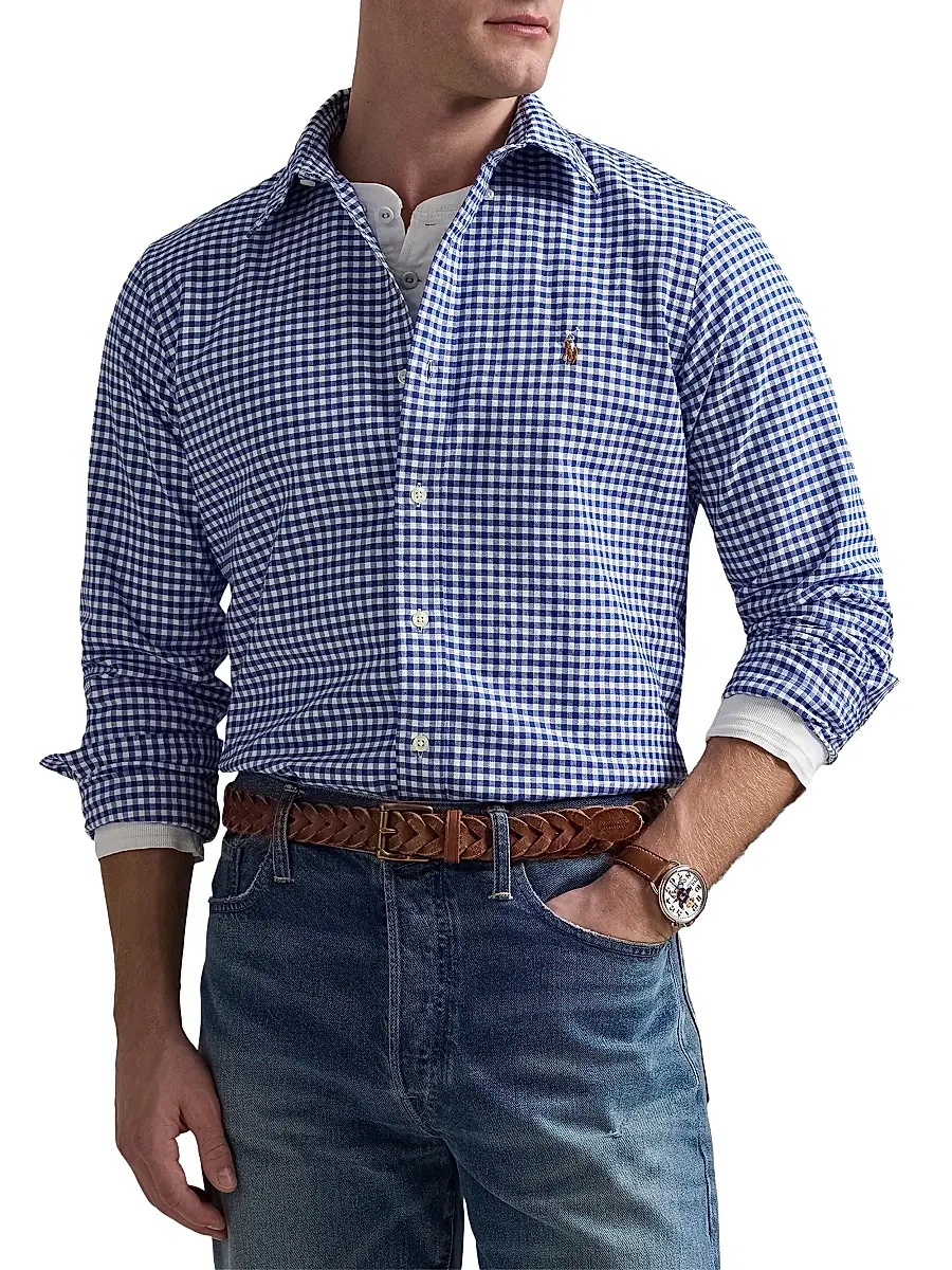 Polo Ralph Lauren Men's Custom-Fit Gingham Cotton Oxford Shirt | Thumbnail 3