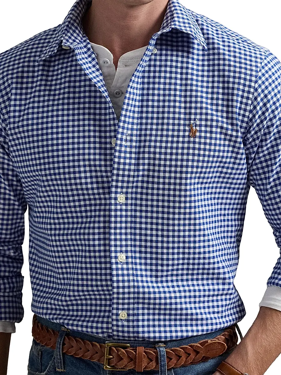 Polo Ralph Lauren Men's Custom-Fit Gingham Cotton Oxford Shirt | Thumbnail 5