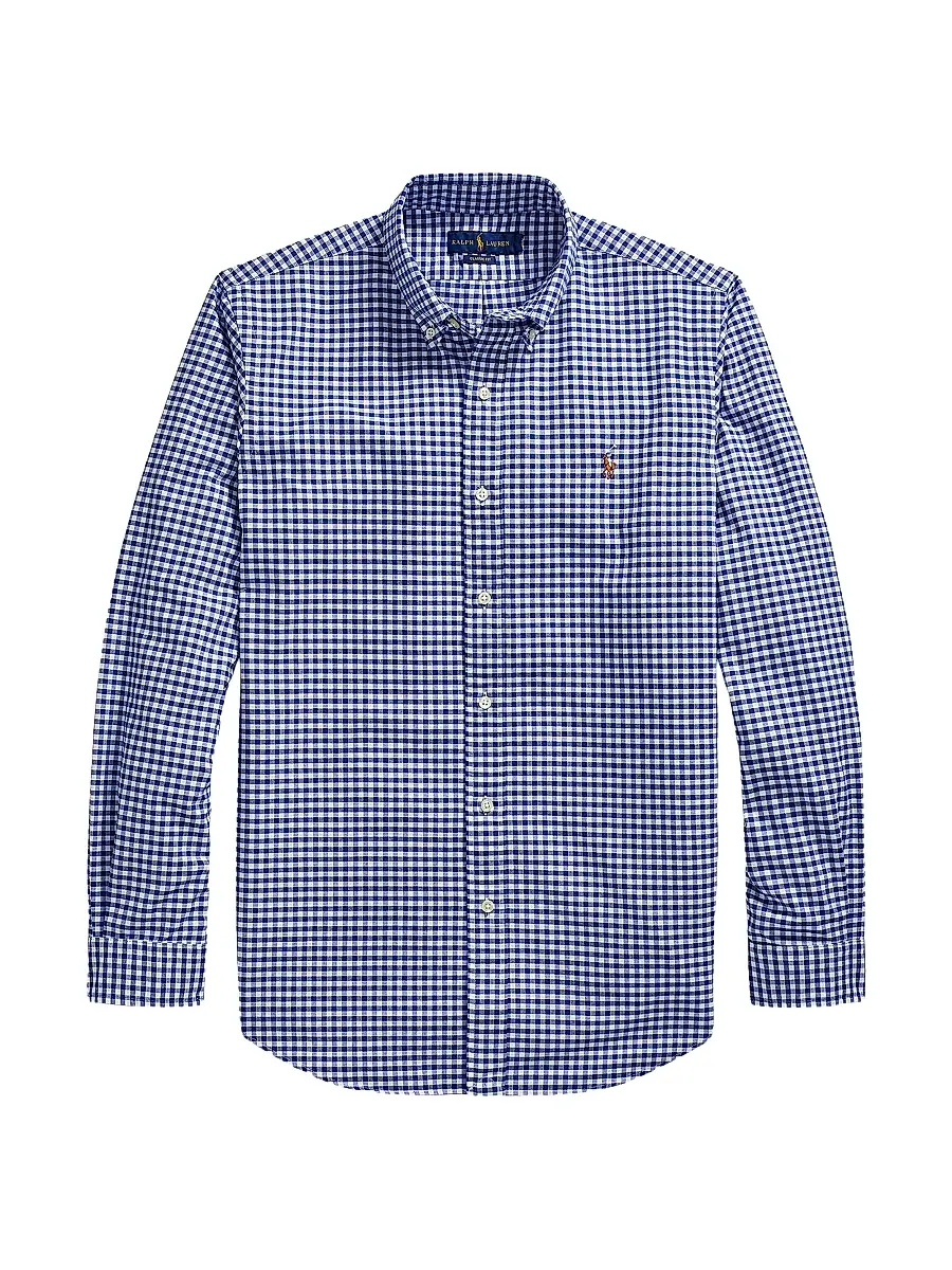 Polo Ralph Lauren Men's Custom-Fit Gingham Cotton Oxford Shirt | Image 1 Polo Ralph Lauren Men's Custom-Fit Gingham Cotton Oxford Shirt | Image 1