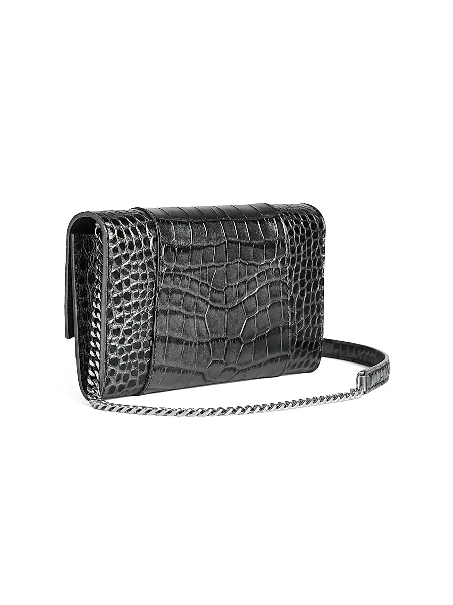 Balenciaga Women's Hourglass Metallized Crocodile Embossed Wallet on Chain | Thumbnail 2 Balenciaga Women's Hourglass Metallized Crocodile Embossed Wallet on Chain | Thumbnail 2