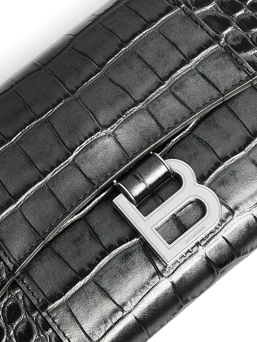 Balenciaga Women's Hourglass Metallized Crocodile Embossed Wallet on Chain | Thumbnail 5 Balenciaga Women's Hourglass Metallized Crocodile Embossed Wallet on Chain | Thumbnail 5