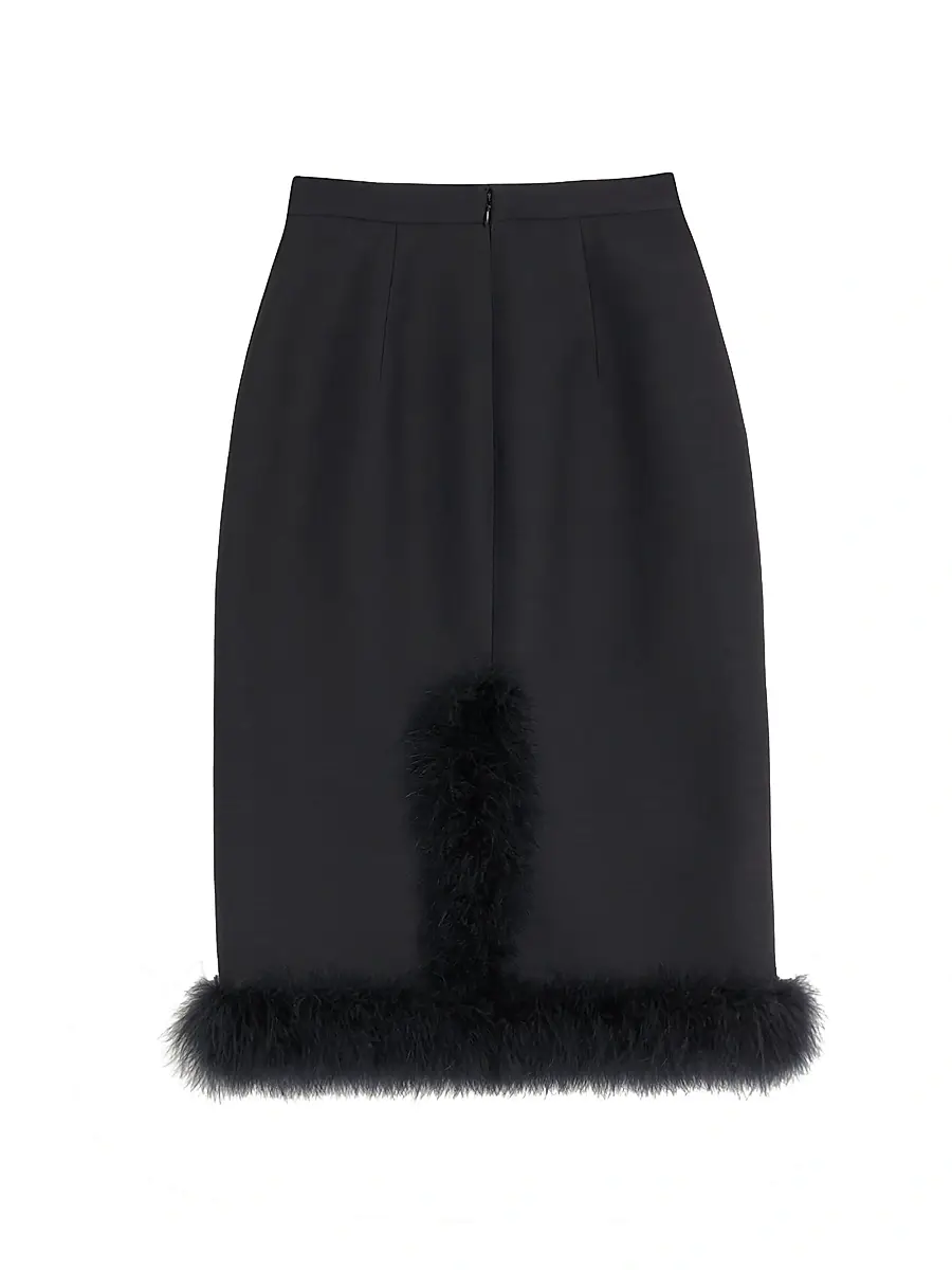 Valentino Women's Crepe Couture Skirt with Feathers - Black | Thumbnail 2 Valentino Women's Crepe Couture Skirt with Feathers - Black | Thumbnail 2