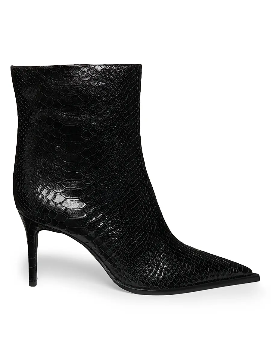 Schutz Women's Mary 8MM Snake-Embossed Leather Boots - Black | Image 1 Schutz Women's Mary 8MM Snake-Embossed Leather Boots - Black | Image 1