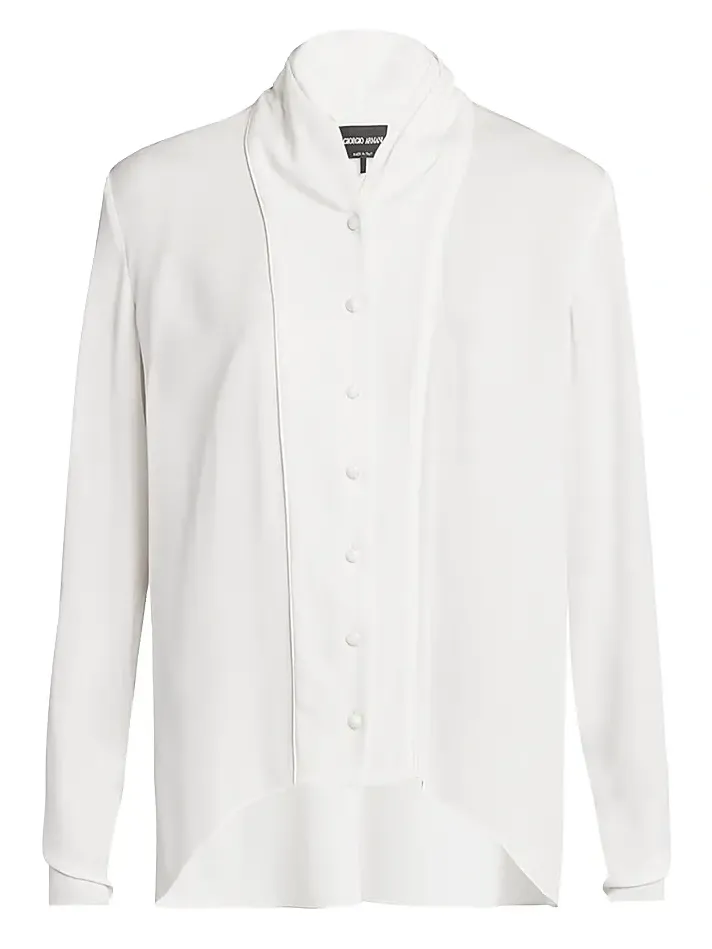 Women's Silk Georgette Shawl-Collar Blouse Women's Silk Georgette Shawl-Collar Blouse
