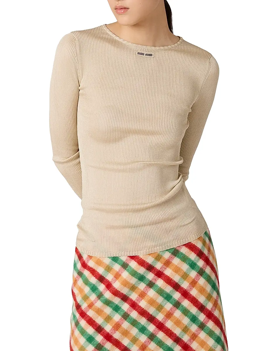 Miu Miu Women's Silk Crew-Neck Sweater | Thumbnail 2