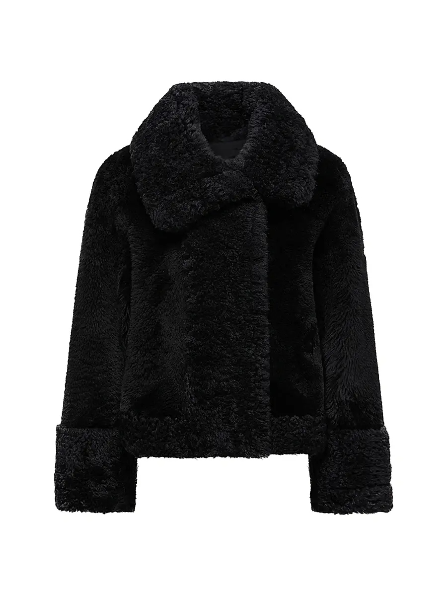 Moncler Women's Gobain Puffer Jacket in Shearling and Suede - Black | Image 1 Moncler Women's Gobain Puffer Jacket in Shearling and Suede - Black | Image 1