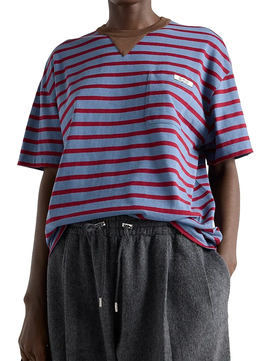 Prada Women's Oversized Striped Jersey T-Shirt | Thumbnail 2