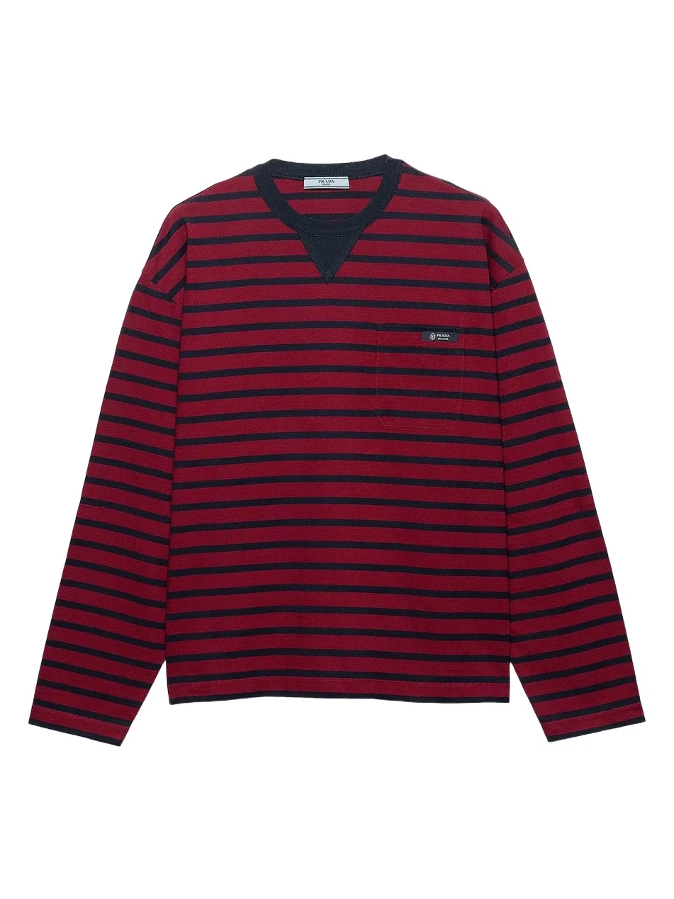 Prada Women's Long-Sleeved Striped Jersey T-Shirt