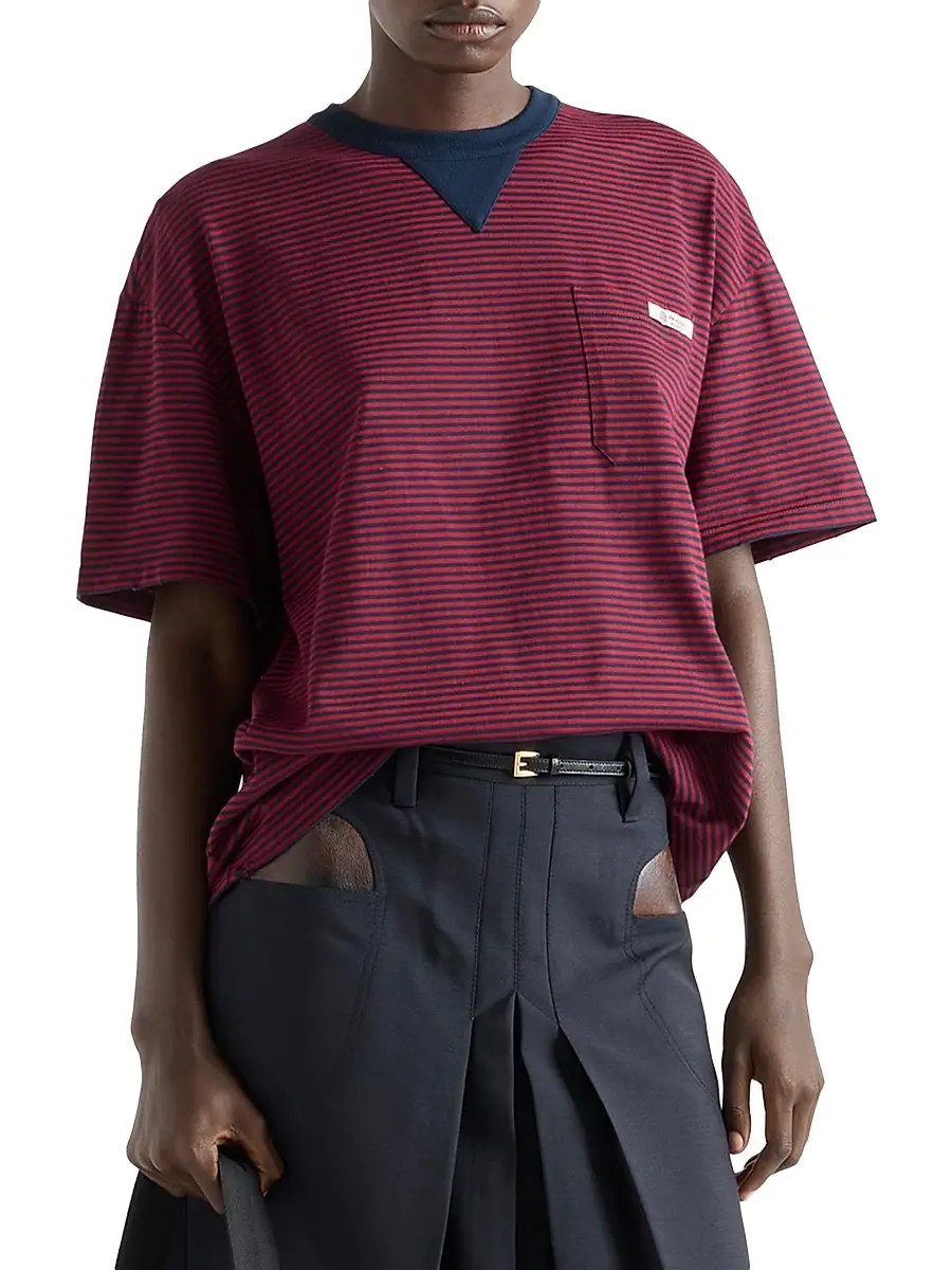 Prada Women's Oversized Striped Jersey T-Shirt | Thumbnail 2 Prada Women's Oversized Striped Jersey T-Shirt | Thumbnail 2