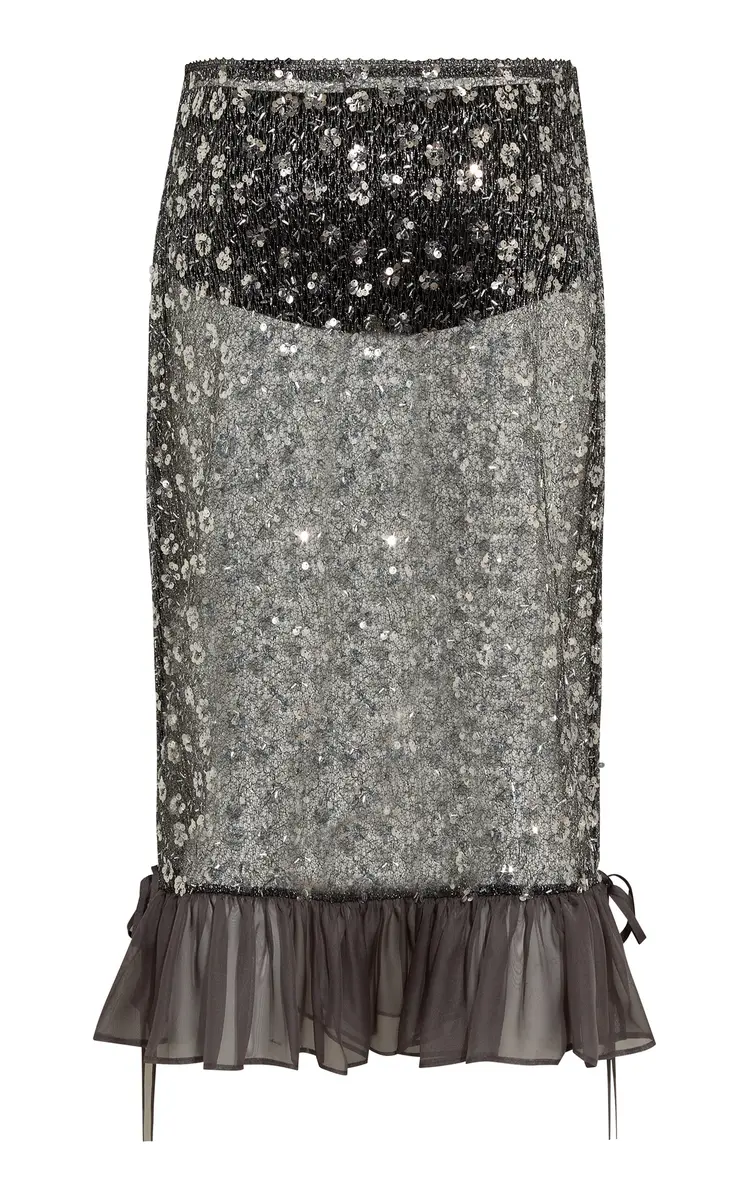 SIEDRÉS Rosalie Embellished Tulle Midi Skirt | Thumbnail 4