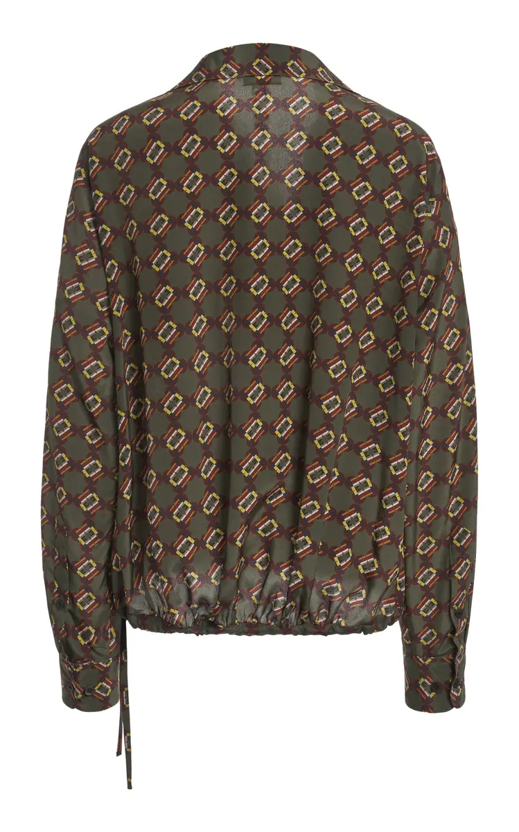 Dries Van Noten Cedal Wrap-Front Silk Crepe De Chine Top - Khaki | Thumbnail 2