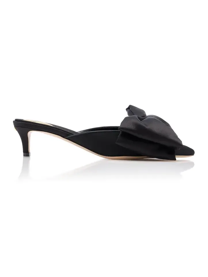 Yolande Bow-Detailed Satin Mules
