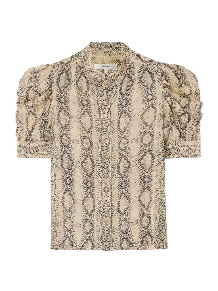 Frame Gillian Snake-print Silk-chiffon Shirt | Image 1 Frame Gillian Snake-print Silk-chiffon Shirt | Image 1
