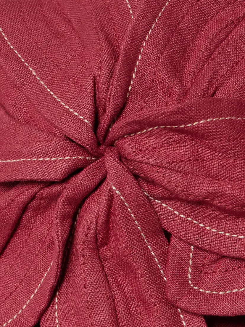 ANDRES OTALORA Florecer Strapless Appliquéd Linen Midi Dress | Thumbnail 4 ANDRES OTALORA Florecer Strapless Appliquéd Linen Midi Dress | Thumbnail 4