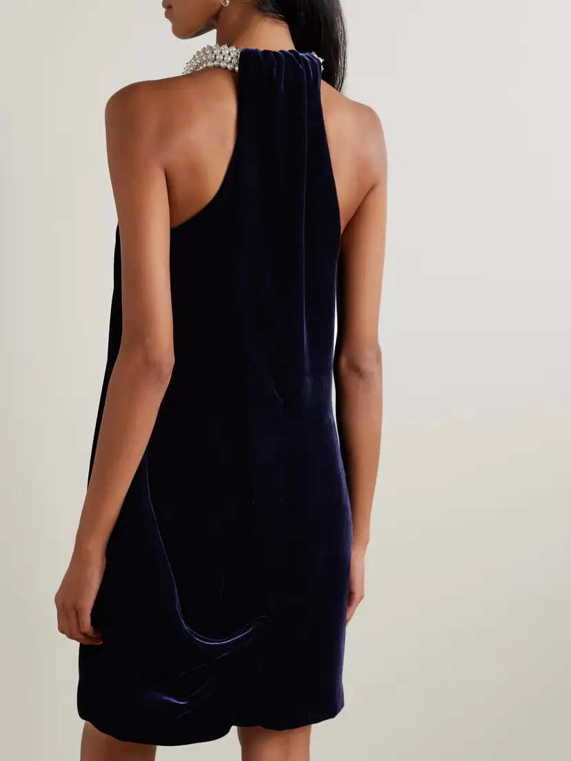 Stella McCartney Embellished Draped Velvet Halterneck Mini Dress | Thumbnail 3