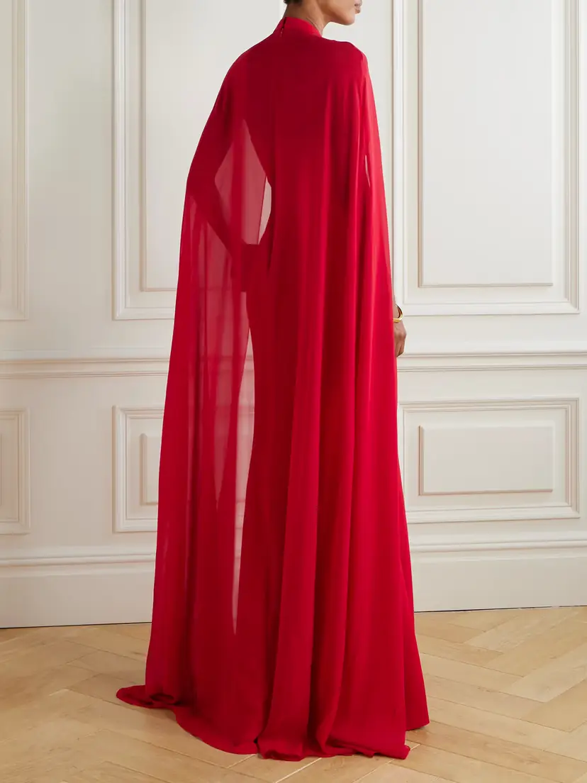 Elie Saab Cape-effect Bow-embellished Crepe Gown | Thumbnail 3 Elie Saab Cape-effect Bow-embellished Crepe Gown | Thumbnail 3