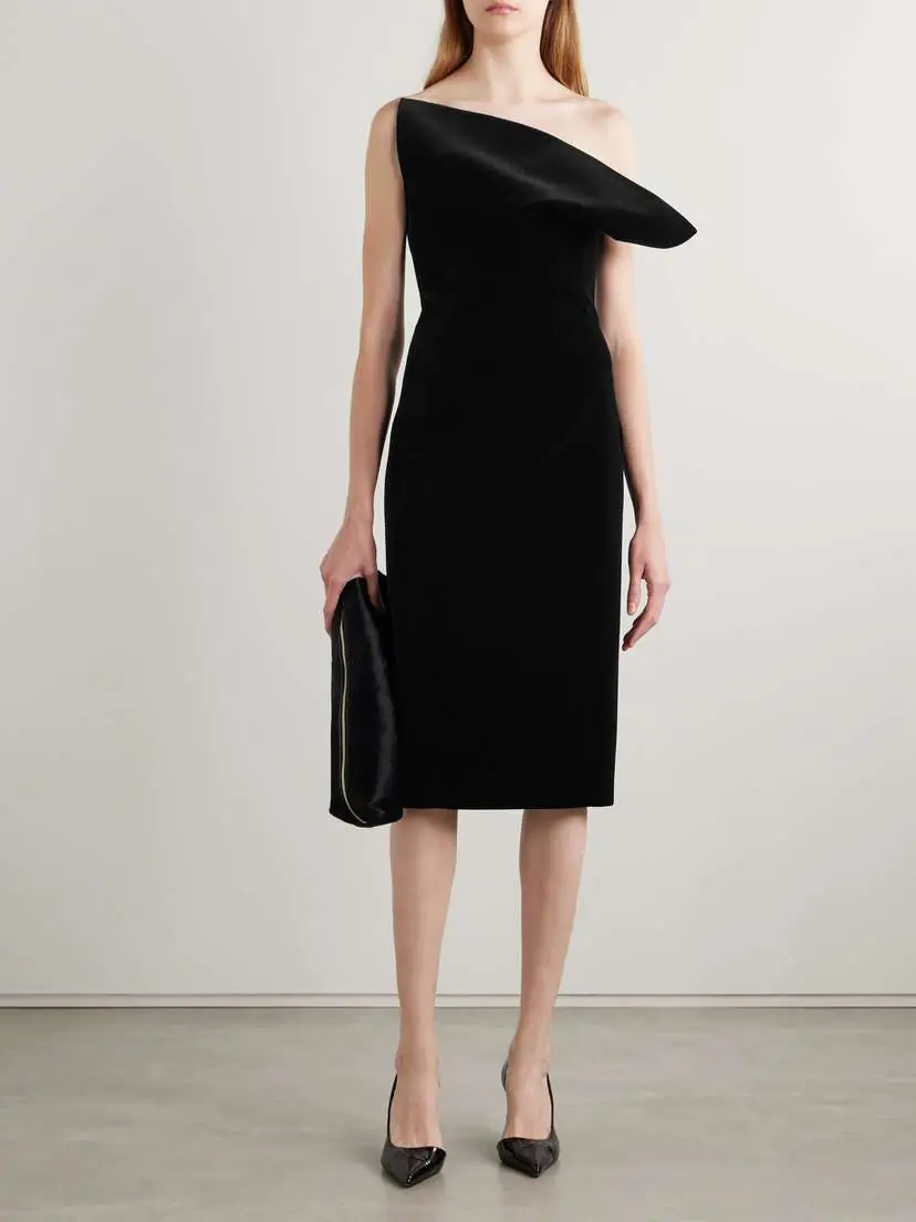 Khaite Sato Strapless Draped Velvet Dress | Thumbnail 2