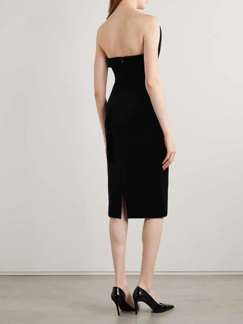 Khaite Sato Strapless Draped Velvet Dress | Thumbnail 3