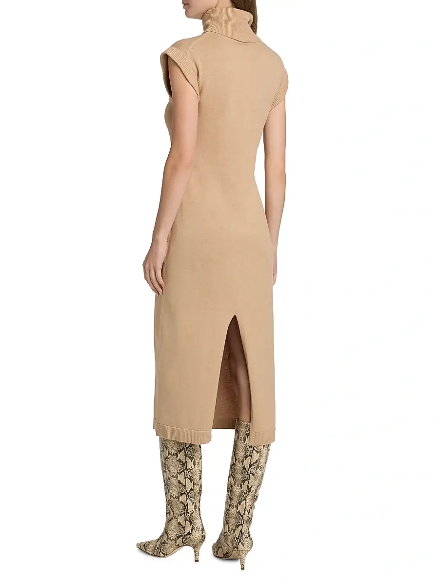 SIMKHAI Women's Cotton-Cashmere Turtleneck Midi-Dress - Light Camel | Thumbnail 5 SIMKHAI Women's Cotton-Cashmere Turtleneck Midi-Dress - Light Camel | Thumbnail 5