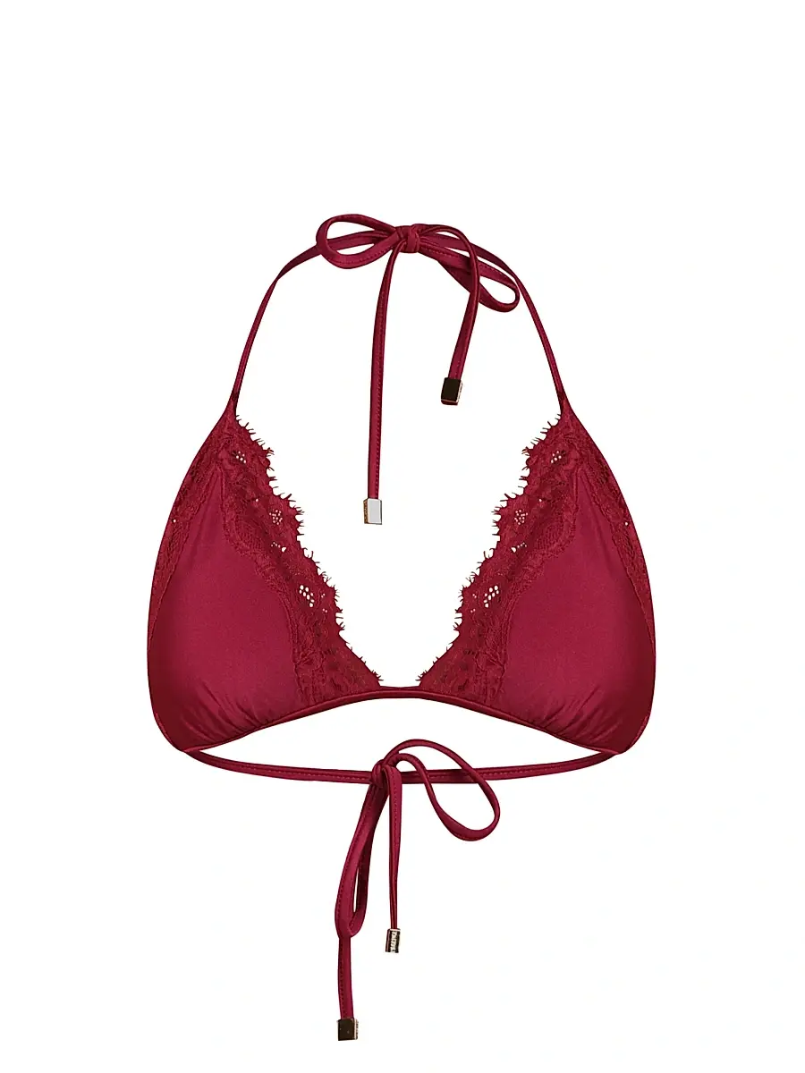 L'AGENCE Women's Annabelle Halterneck Triangle Bikini Top - Black Cherry | Image 1 L'AGENCE Women's Annabelle Halterneck Triangle Bikini Top - Black Cherry | Image 1