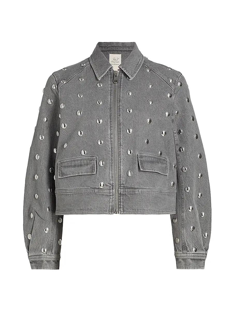 Cinq à Sept Women's Studded Denim Harriet Jacket | Image 1 Cinq à Sept Women's Studded Denim Harriet Jacket | Image 1