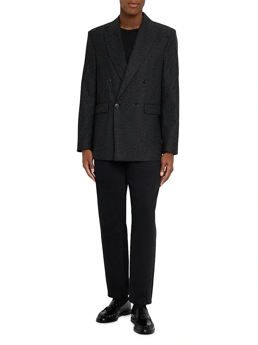 Frame Men's Pinstripe Wool-Blend Double-Breasted Blazer | Thumbnail 2 Frame Men's Pinstripe Wool-Blend Double-Breasted Blazer | Thumbnail 2