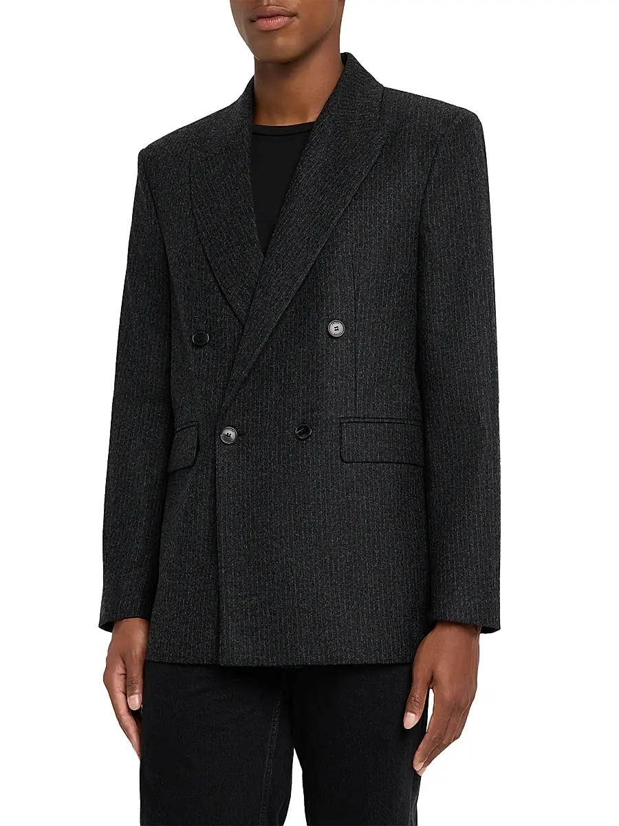 Frame Men's Pinstripe Wool-Blend Double-Breasted Blazer | Thumbnail 3 Frame Men's Pinstripe Wool-Blend Double-Breasted Blazer | Thumbnail 3