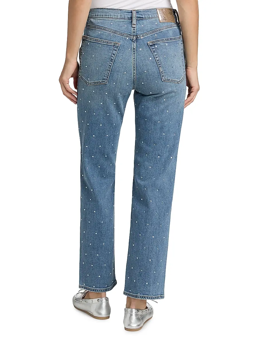 rag & bone Women's Harlow Rhinestone-Embellished Straight Jeans | Thumbnail 5 rag & bone Women's Harlow Rhinestone-Embellished Straight Jeans | Thumbnail 5
