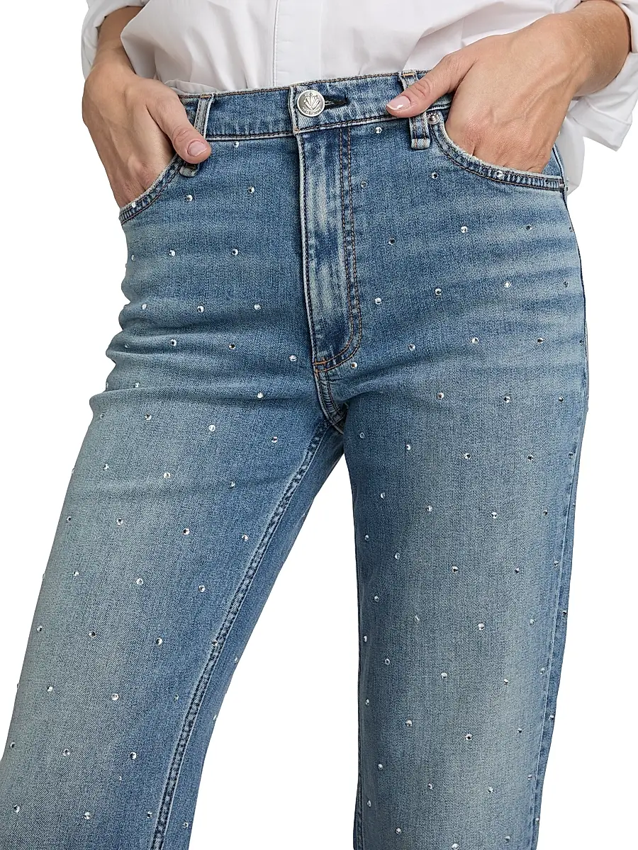 rag & bone Women's Harlow Rhinestone-Embellished Straight Jeans | Thumbnail 6 rag & bone Women's Harlow Rhinestone-Embellished Straight Jeans | Thumbnail 6