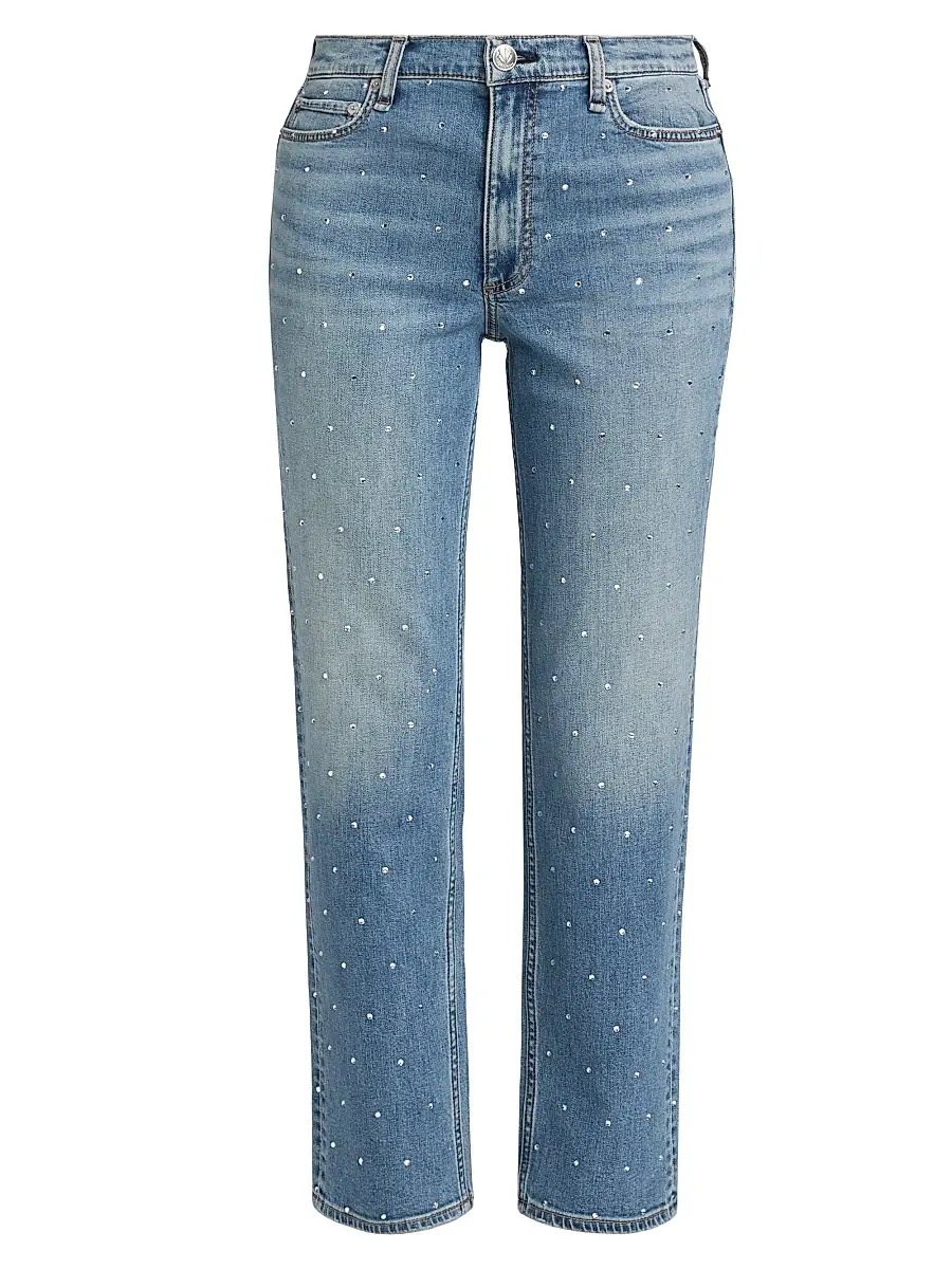 rag & bone Women's Harlow Rhinestone-Embellished Straight Jeans