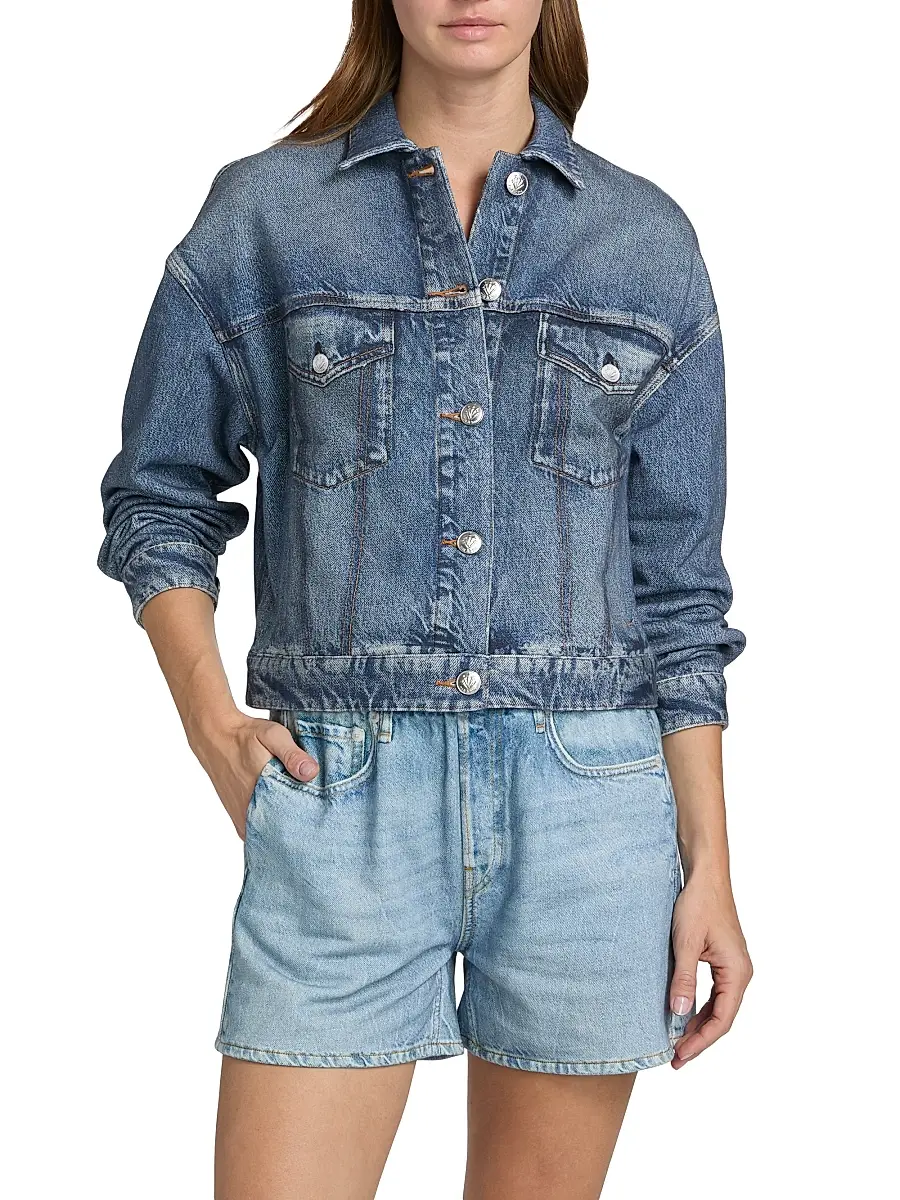 rag & bone Women's rb Miramar Terry Denim-Effect Trucker Jacket | Thumbnail 3 rag & bone Women's rb Miramar Terry Denim-Effect Trucker Jacket | Thumbnail 3