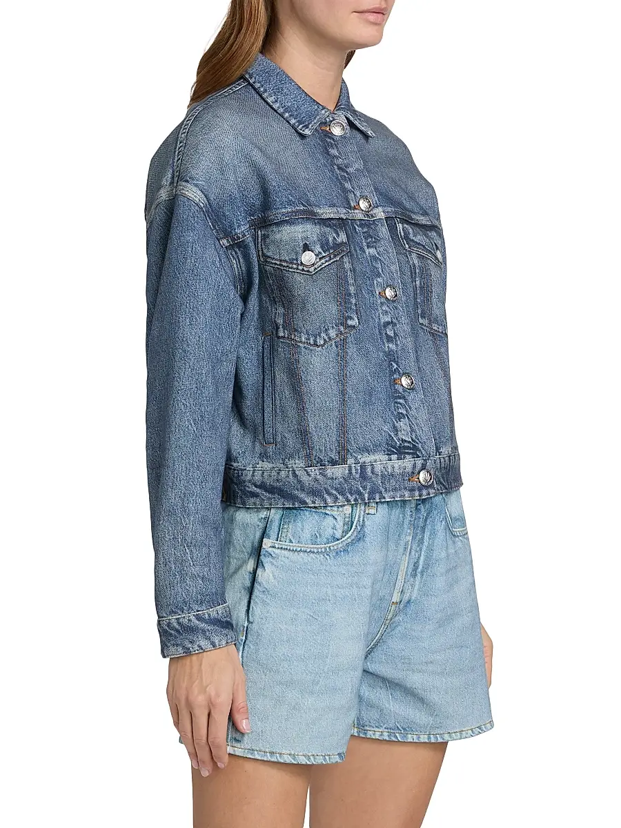 rag & bone Women's rb Miramar Terry Denim-Effect Trucker Jacket | Thumbnail 4 rag & bone Women's rb Miramar Terry Denim-Effect Trucker Jacket | Thumbnail 4