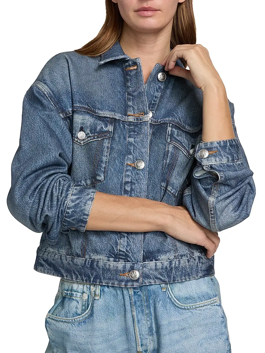 rag & bone Women's rb Miramar Terry Denim-Effect Trucker Jacket | Thumbnail 6 rag & bone Women's rb Miramar Terry Denim-Effect Trucker Jacket | Thumbnail 6