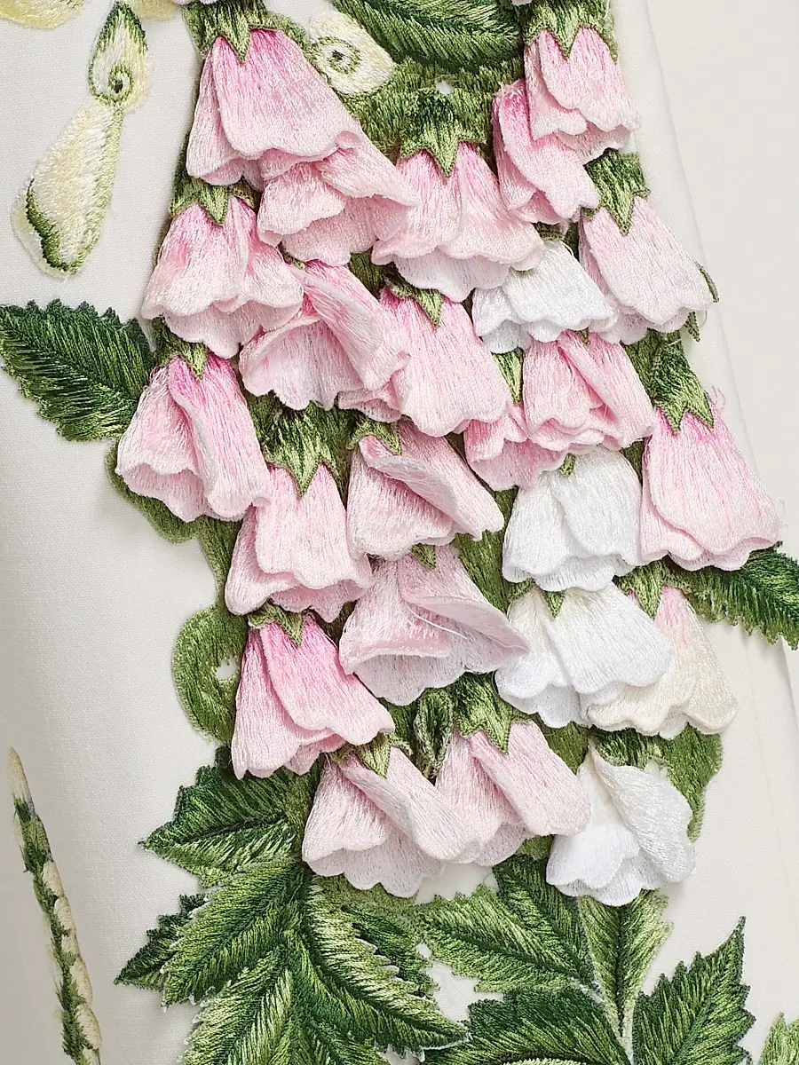 Oscar de la Renta Women's Foxglove-Embroidered Caftan | Thumbnail 7