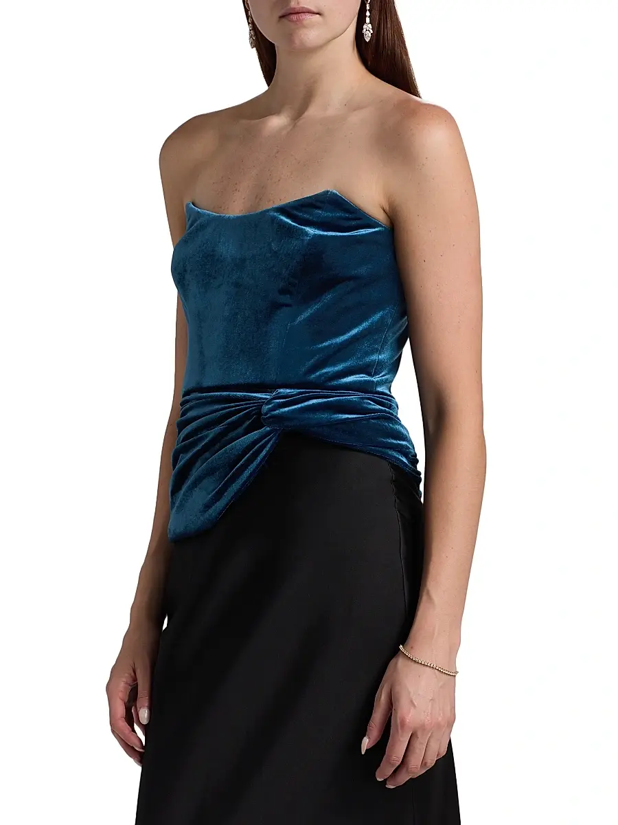 BCBGMAXAZRIA Women's Velvet Twist-Hem Bustier | Thumbnail 4