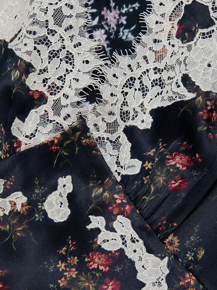 DÔEN Women's Coraline Lace-Trim Floral Satin Midi-Dress - Fleur Du Palais | Thumbnail 7