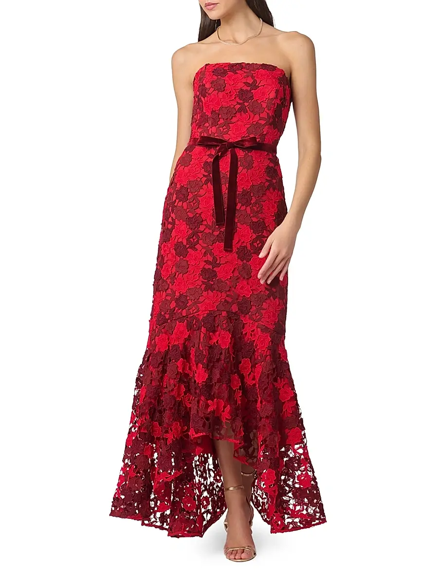 Shoshanna Women's Cierra Floral Lace High-Low Maxi Dress | Thumbnail 2 Shoshanna Women's Cierra Floral Lace High-Low Maxi Dress | Thumbnail 2