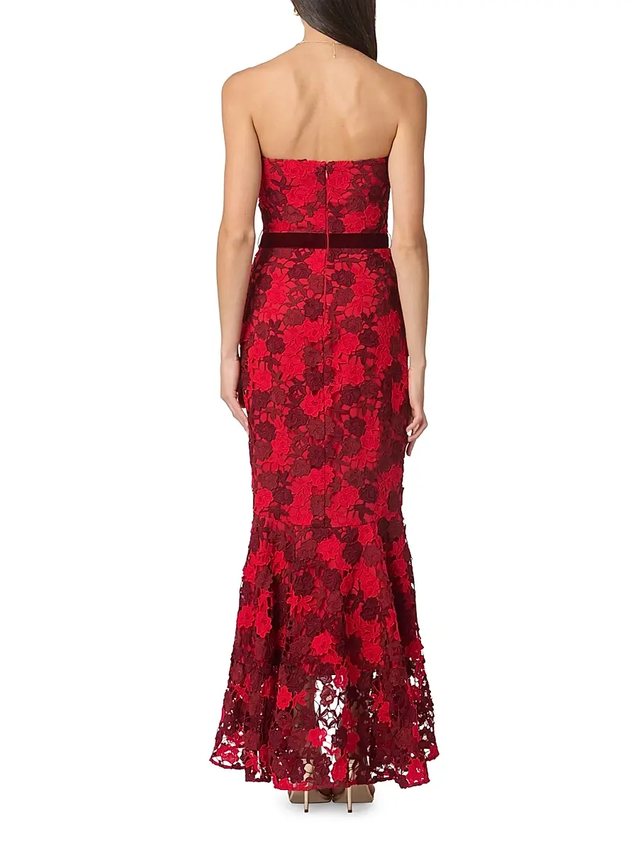 Shoshanna Women's Cierra Floral Lace High-Low Maxi Dress | Thumbnail 3 Shoshanna Women's Cierra Floral Lace High-Low Maxi Dress | Thumbnail 3