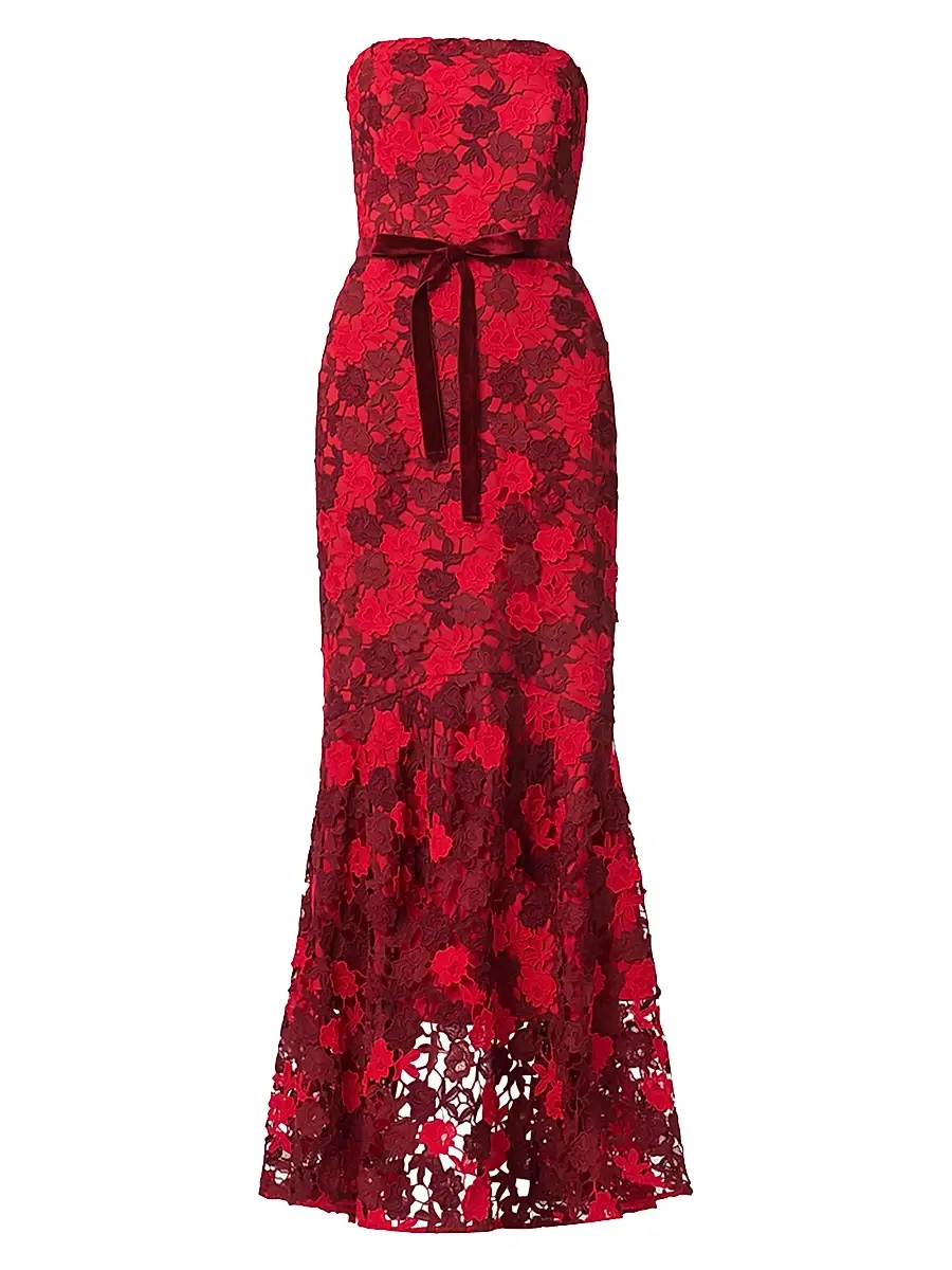 Shoshanna Women's Cierra Floral Lace High-Low Maxi Dress
