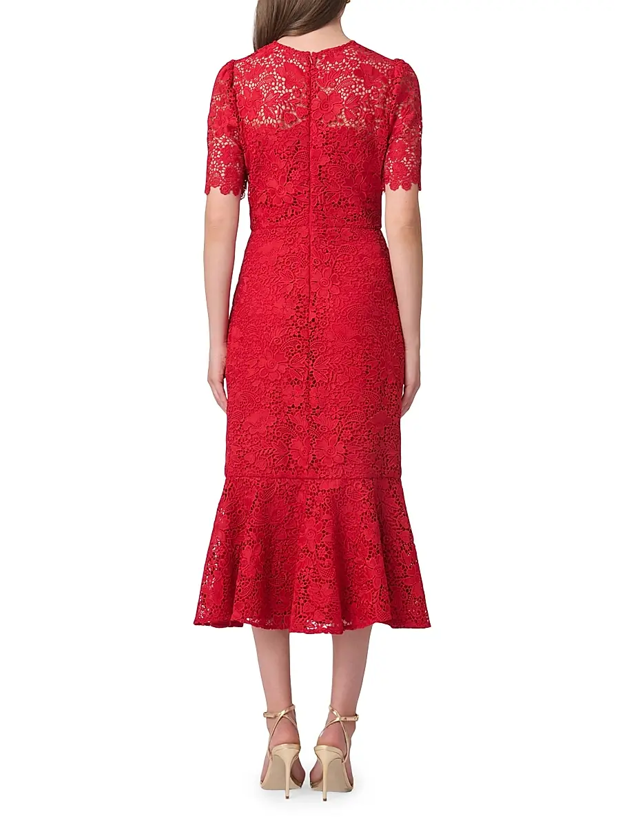 Shoshanna Women's Darcy Floral Lace Midi-Dress | Thumbnail 3 Shoshanna Women's Darcy Floral Lace Midi-Dress | Thumbnail 3