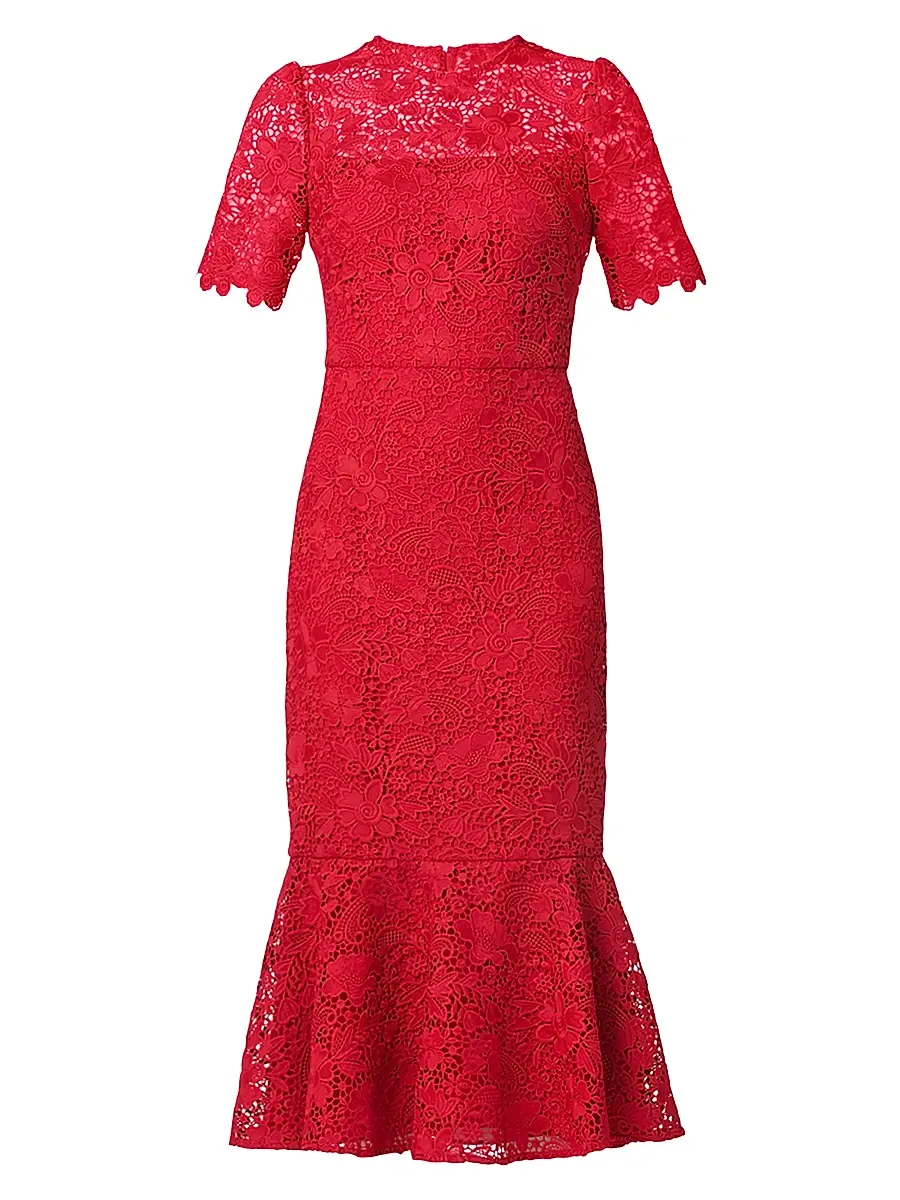 Shoshanna Women's Darcy Floral Lace Midi-Dress