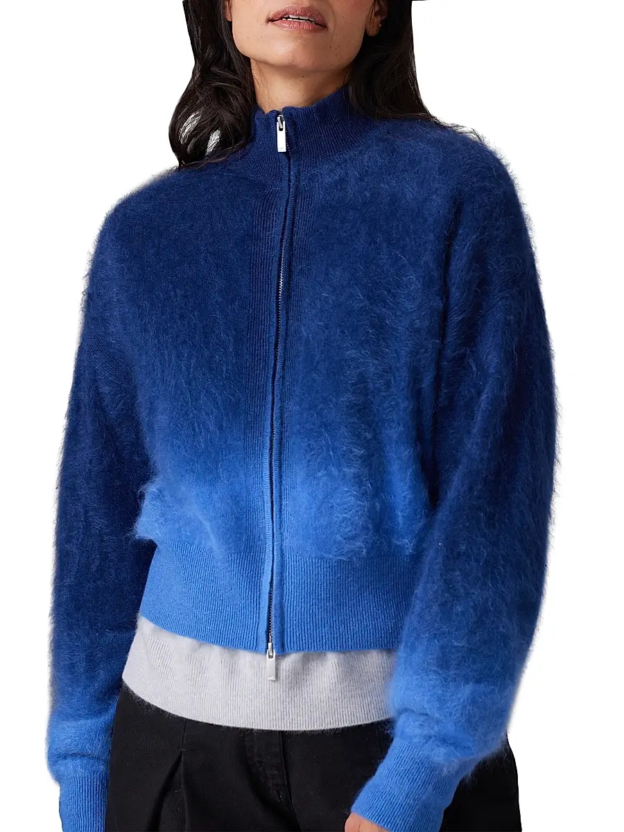 COLORUSH Women's Brushed Cashmere Dip-Dye Zip Jacket | Thumbnail 4 COLORUSH Women's Brushed Cashmere Dip-Dye Zip Jacket | Thumbnail 4
