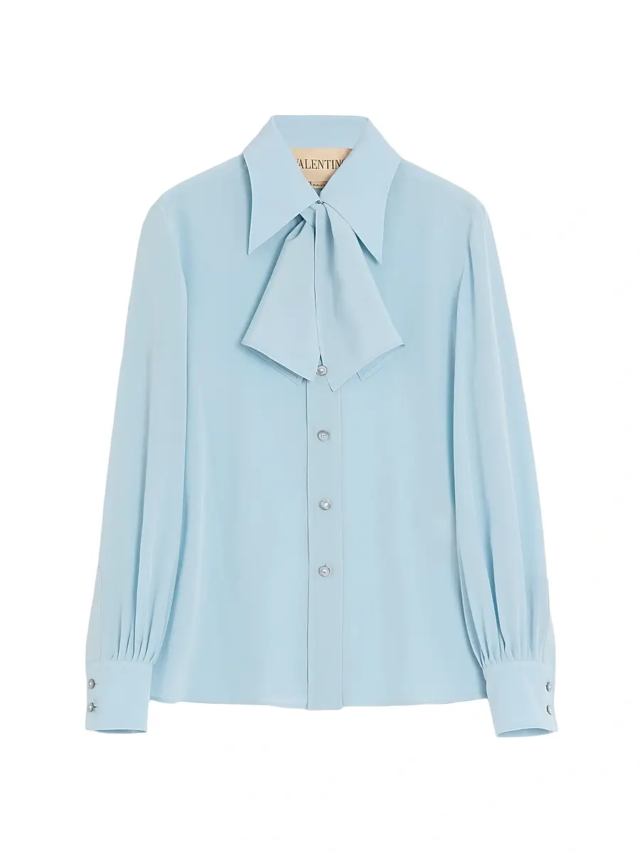Valentino Garavani Women's Crepe De Chine Shirt - Sky Blue | Image 1 Valentino Garavani Women's Crepe De Chine Shirt - Sky Blue | Image 1