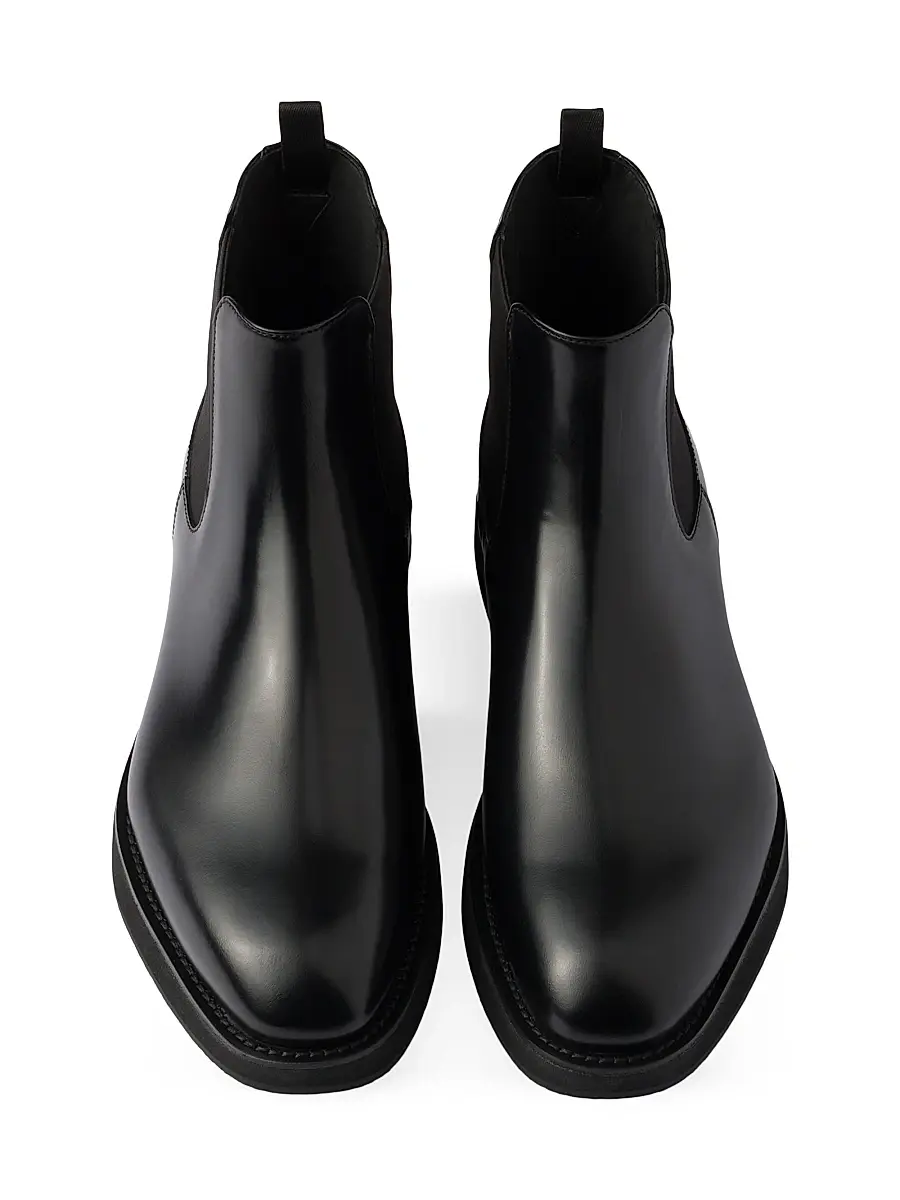 Prada Men's Brushed Leather Chelsea Boots | Thumbnail 2