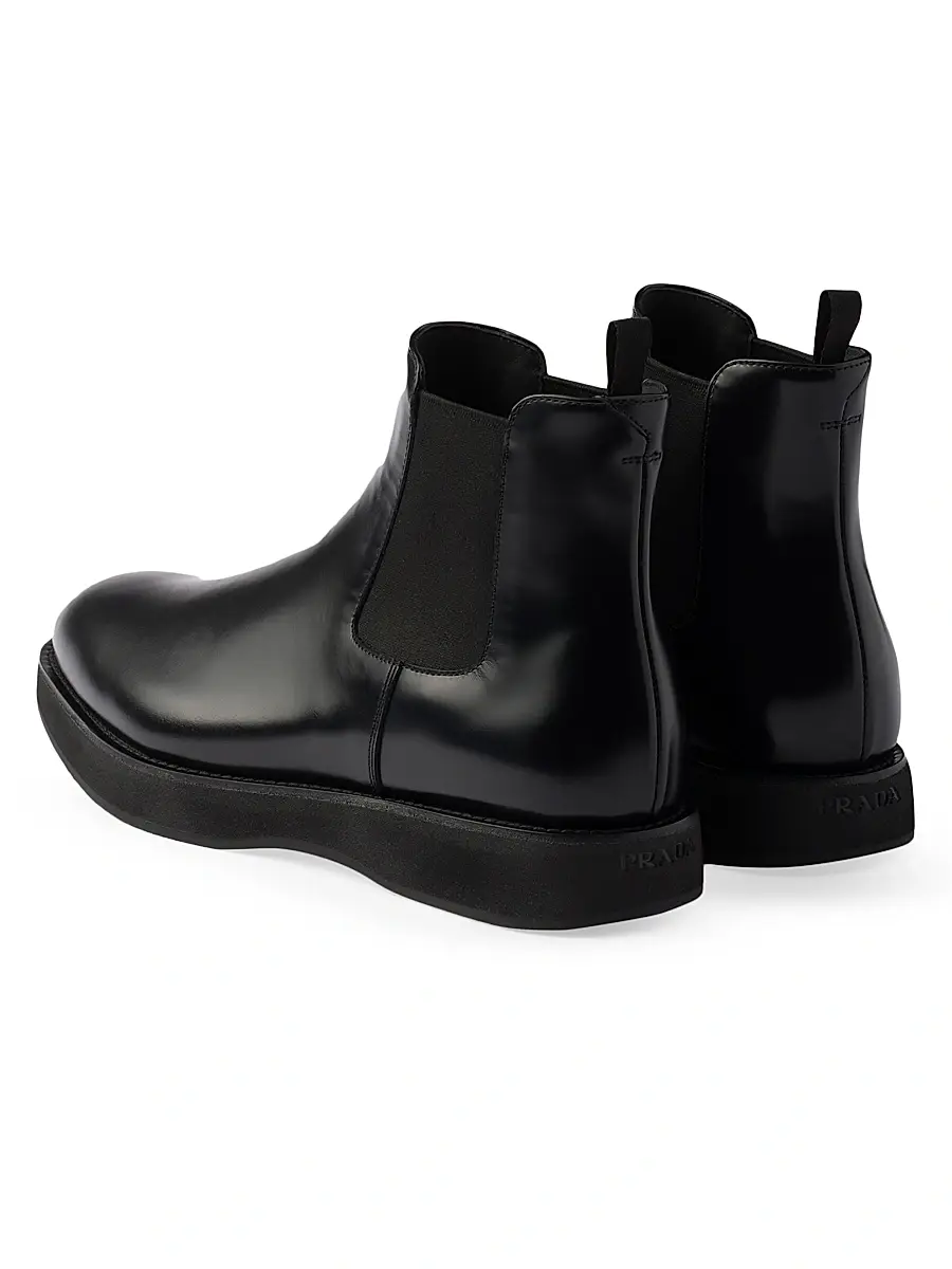 Prada Men's Brushed Leather Chelsea Boots | Thumbnail 3