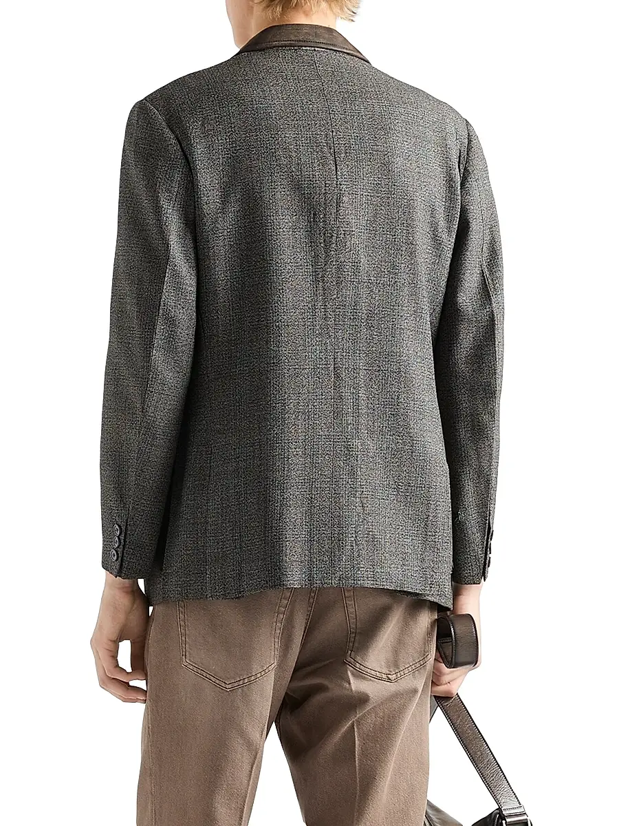 Prada Men's Single-Breasted Wool Jacket - Grey | Thumbnail 3