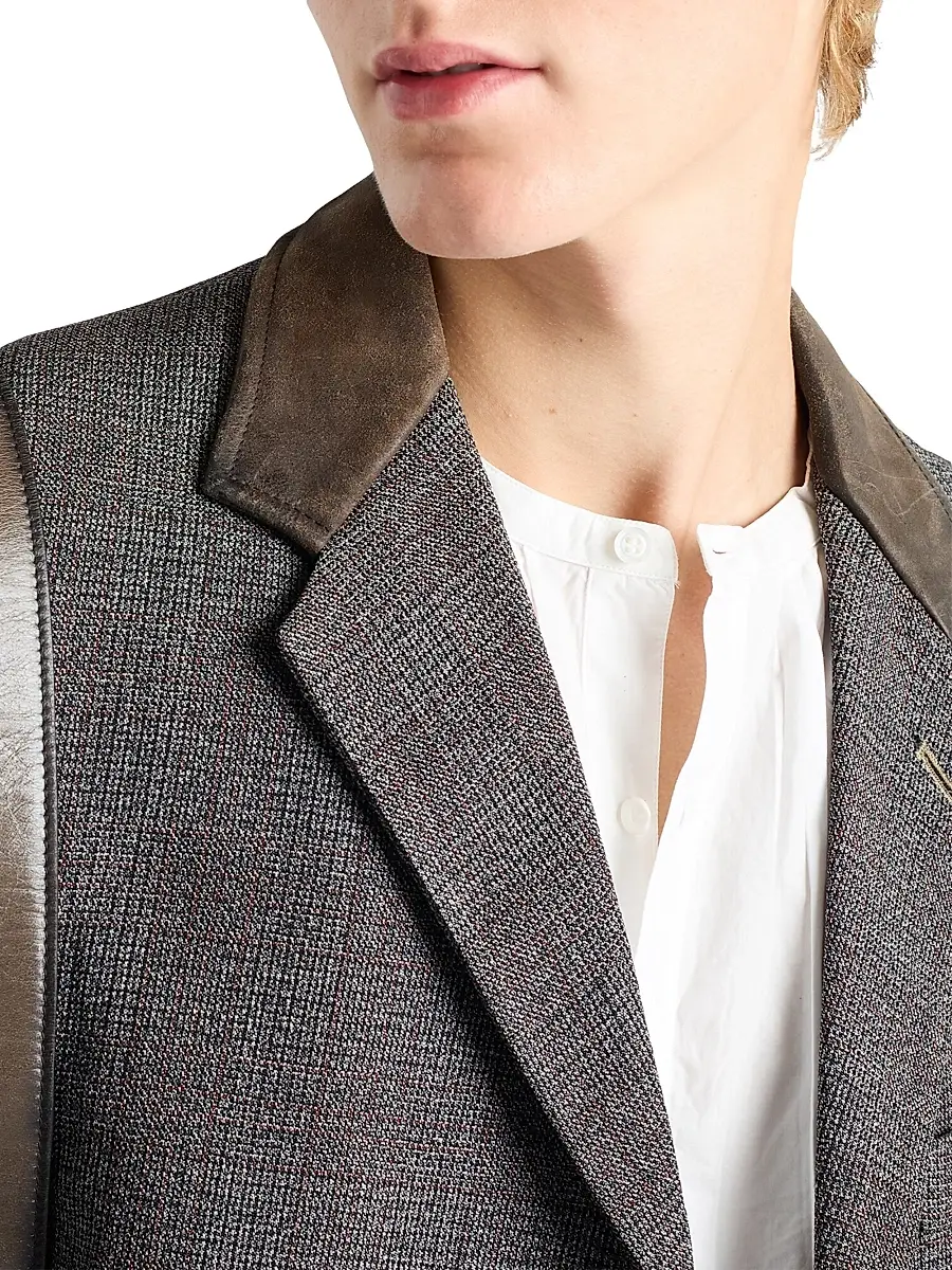 Prada Men's Single-Breasted Wool Jacket - Grey | Thumbnail 5